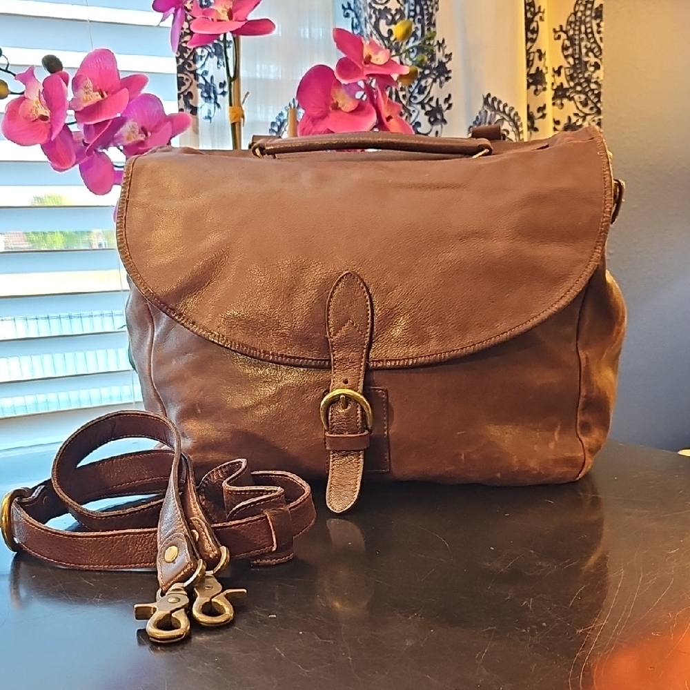 Vintage GAP Unisex Leather Satchel/Messenger BAG w/ Detachable Adjustable Strap